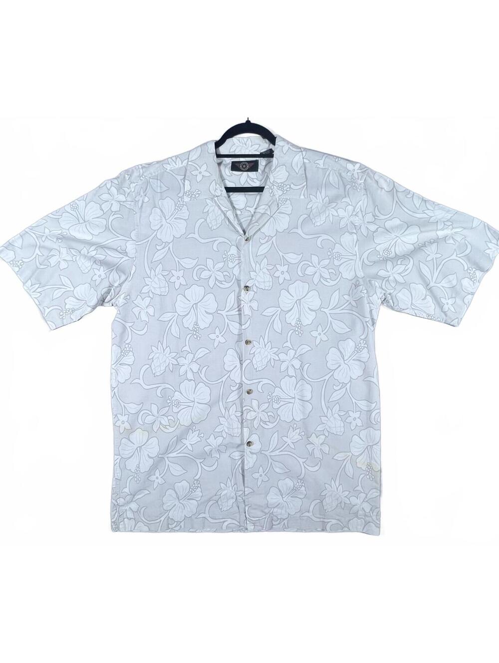 American Outpost Shirt Teal Floral Hawaiian Button Front Silk Vacation Men’s XL